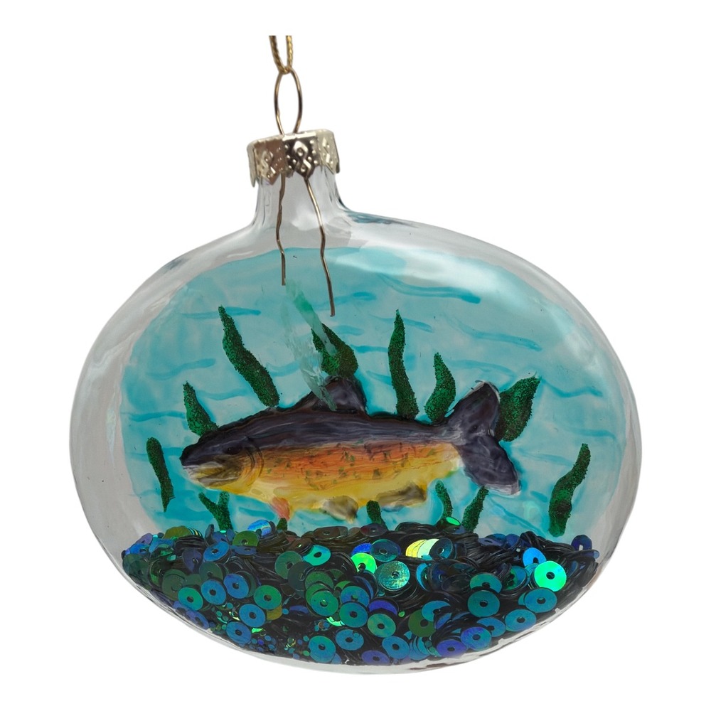 Robert Stanley Collection Glass Trout Fish Fishing 3D Christmas Ornament NWT